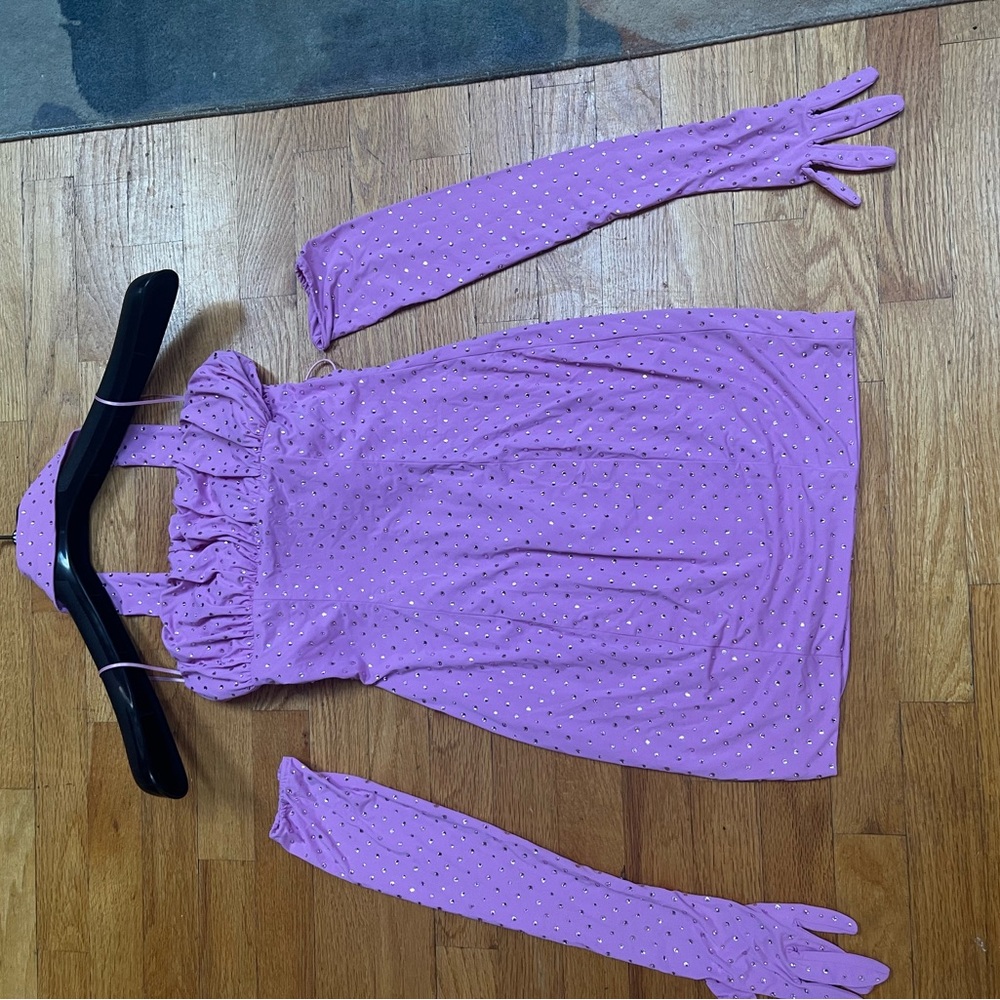Nana Jaqueline nwt lilac gem dress with back bow and 2 gloves - Picture 11 of 12